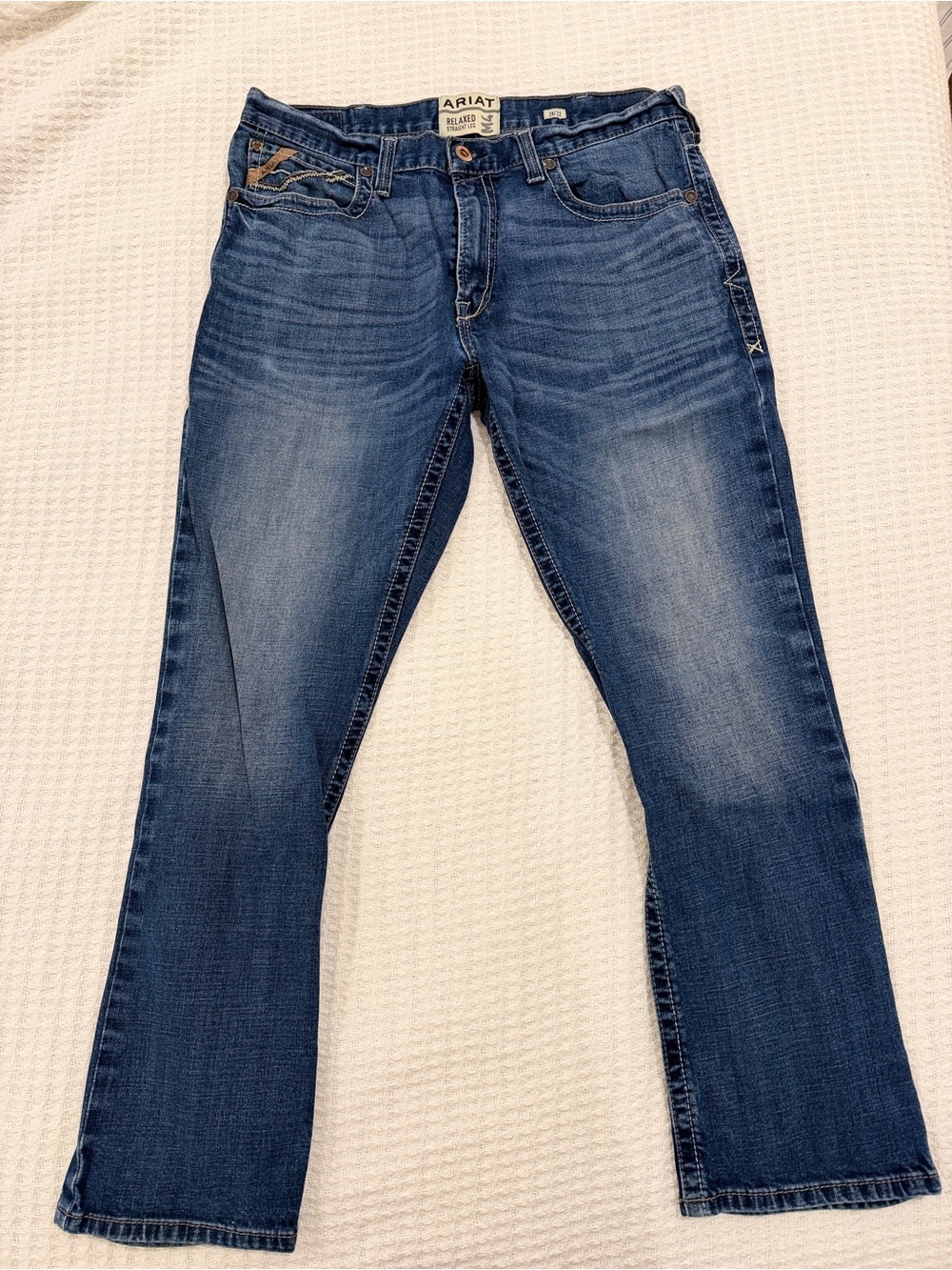 Ariat Men's Medium Blue Relaxed Fit Jeans - M4 36/32 - Picture 3 of 4